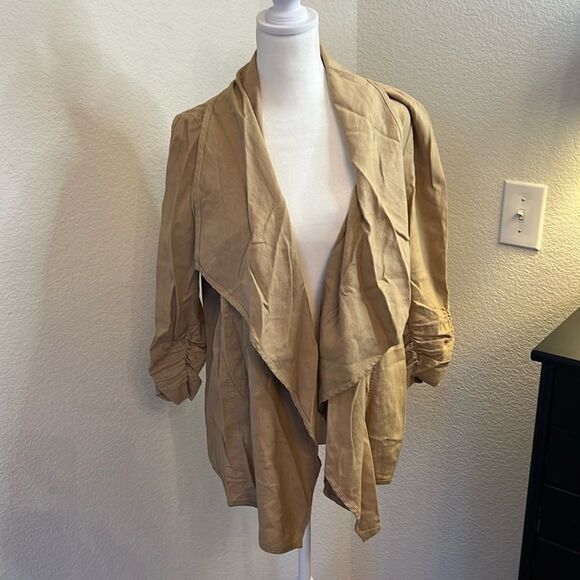 Linen Blend Open-Front Blazer/Cardigan - Size Petite Small - Picture 1 of 6